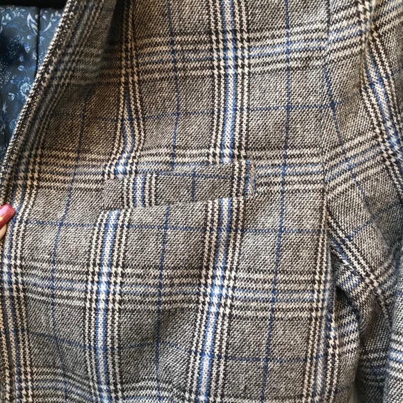 H&M LOGG plaid wool blend blazer w/elbow patches - Picture 6 of 11